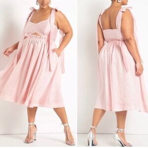 Eloquii X Melissa Mercedes Midi Fit & Flare Dress with Bow Straps